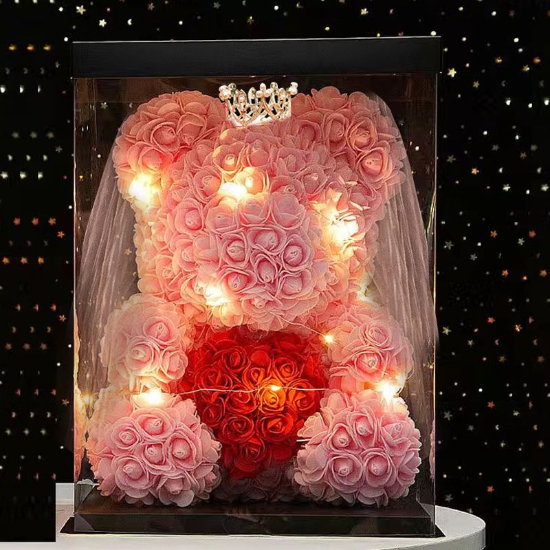 40cm Large Teddy Rose Bear Artificial Flowers Rose Bears with Light Box Anniversary Valentine's Wedding Birthday Christmas Gift