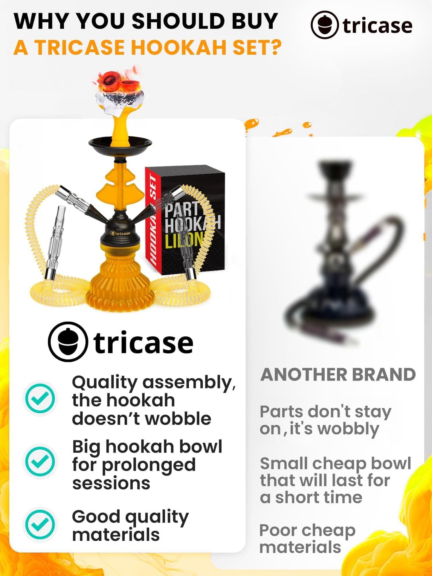 Yellow Hookah set with everything Hookah Set 2 Hose Hookah LilOne