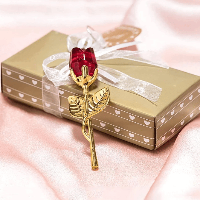 1pc Glass Rose Mini Crystal Flower Artificial Flowers Valentine's Day Gift