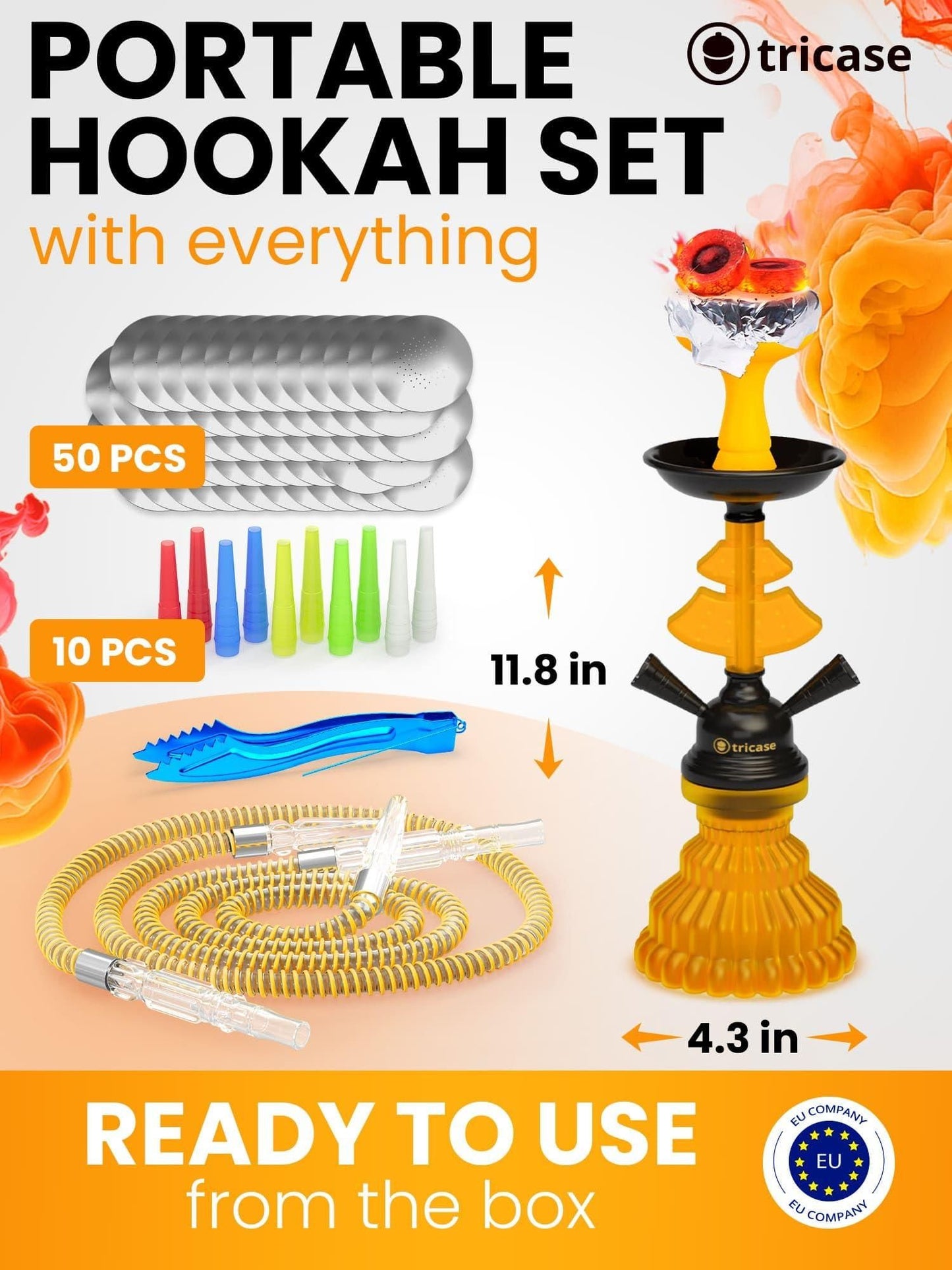 Yellow Hookah set with everything Hookah Set 2 Hose Hookah LilOne