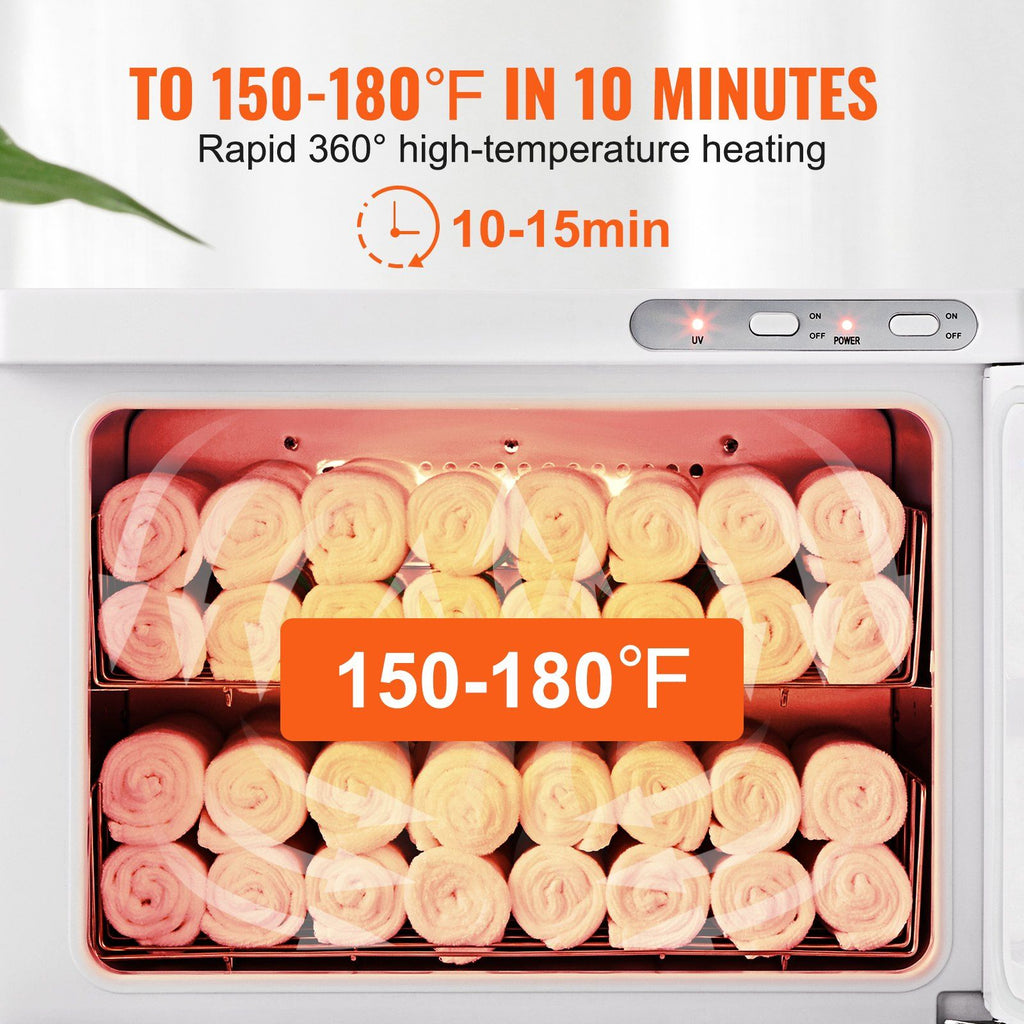 VEVOR Hot Towel Warmer, 23L Large Capacity Spa Hot Towel Warmers with See Through Window, 2 Stainless Steel Racks, Holds up 50-60 Towels, 2-in-1 All-round Heating for Facials, SPA, Massage, Salon